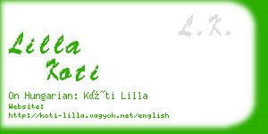 lilla koti business card